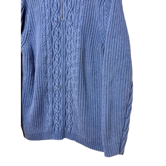 Vintage Lands End Blue Cable Knit Half Zip Sweater Size XL Fishermancore Preppy - Picture 2 of 8
